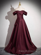 Off The Shoulder A-Line Satin Ruched Floor Length Prom Dress