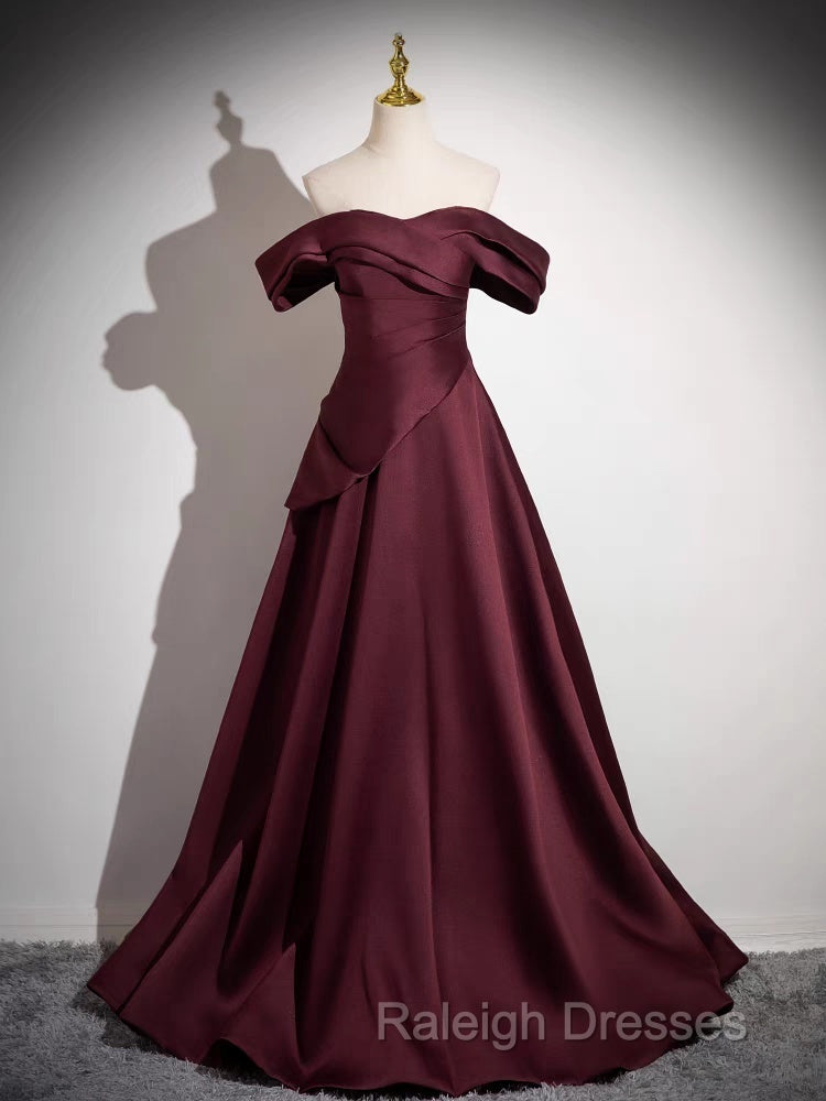 Off The Shoulder A-Line Satin Ruched Floor Length Prom Dress