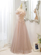 Off The Shoulder A Line Tulle Long Prom Dress Formal Evening Dress