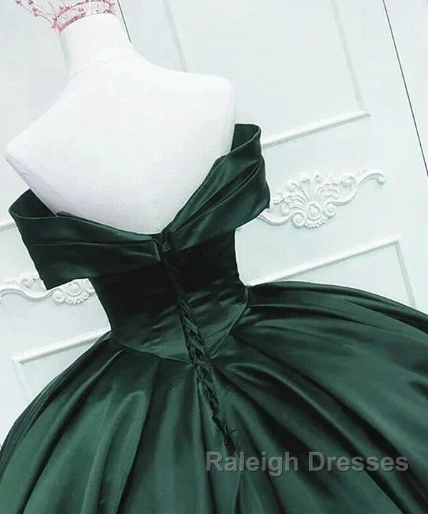 Off The Shoulder Ball Gown Dark Green Satin Quinceanera Dress Princess Dresses Prom Dresses Secondary image
