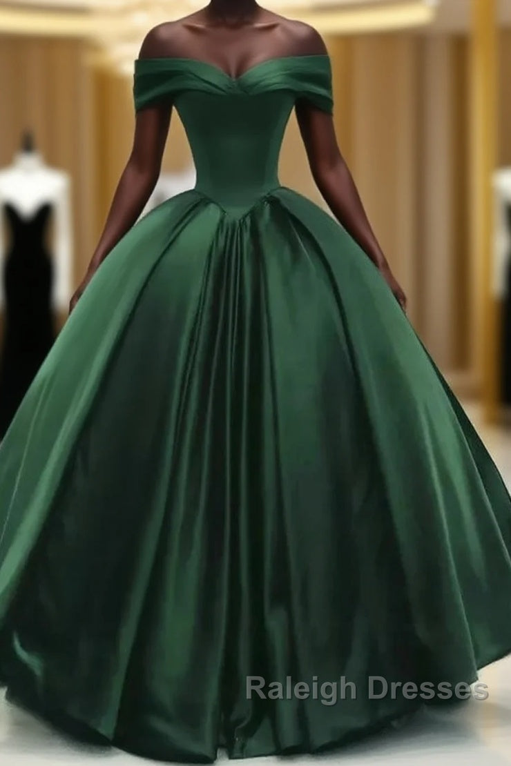 Off The Shoulder Ball Gown Dark Green Satin Quinceanera Dress Princess Dresses Prom Dresses