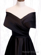Off the Shoulder Black Long Prom Dresses, Black Off Shoulder Formal Evening Dresses