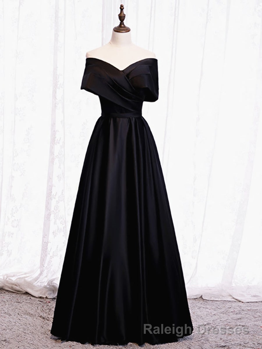 Off the Shoulder Black Long Prom Dresses, Black Off Shoulder Formal Prom Dresses Secondary image
