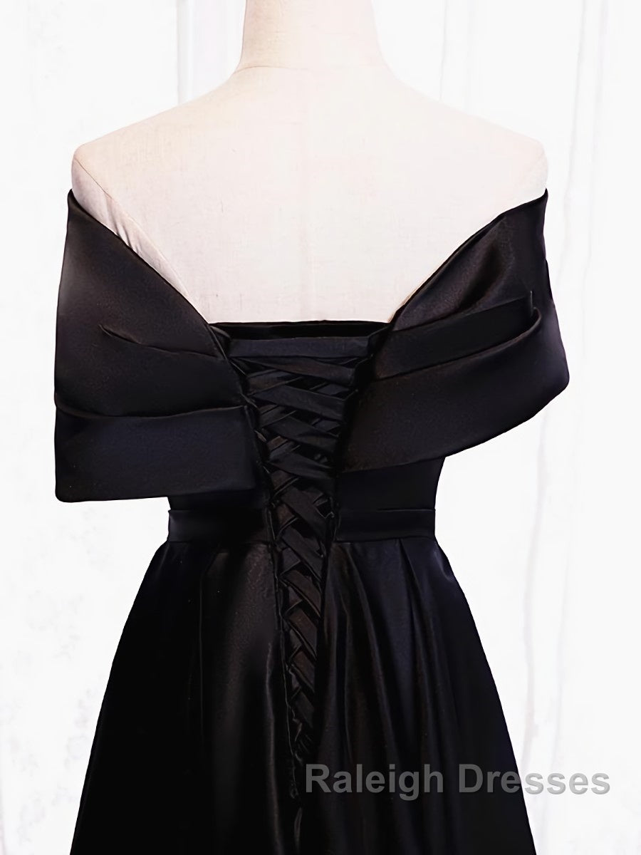 Off the Shoulder Black Prom Dress Long with Corset Back Black Off the Shoulder Prom Dress