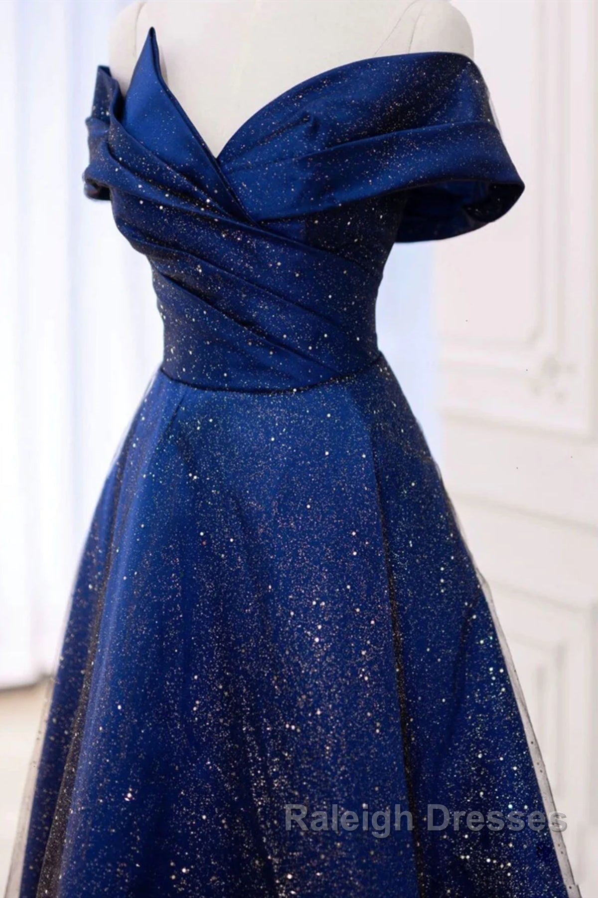 Off the Shoulder Blue Long Prom Dress Off Shoulder Long Prom Dress