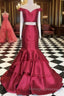 Off The Shoulder Burgundy Prom Dresses Mermaid New Two Piece Prom Dresses