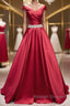 Off the Shoulder Burgundy Long Prom Dresses, Off Shoulder Wine Red Formal Evening Dresses