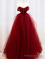 Off the Shoulder Burgundy Long Prom Dresses, Wine Red Long Formal Evening Dresses