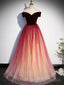 Off the Shoulder Burgundy Ombre Long Prom Dresses, Wine Red Ombre Long Formal Evening Dresses
