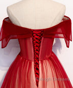 Off The Shoulder Burgundy Prom Dress Wine Red Off Shoulder Prom Graduation Dress