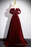 Off the Shoulder Burgundy Velvet Long Prom Dresses, Off Shoulder Wine Red Long Formal Prom Dresses