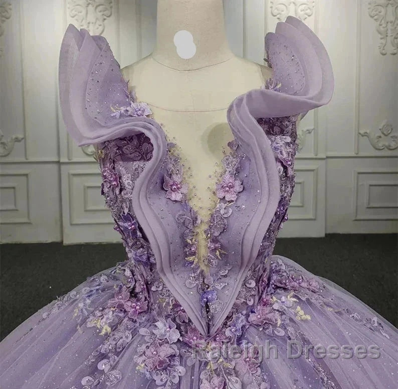 Off-The-Shoulder Deep V Neck Long Wedding Dress With Applique