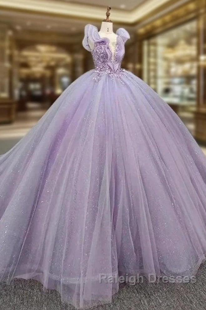 Off-The-Shoulder Deep V Neck Long Wedding Dresses With Applique Main image