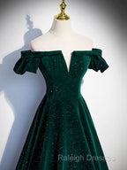 Off The Shoulder Green Black Long Prom Dress Off Shoulder Green Black Prom Dress