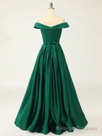 Off the Shoulder Green Long Prom Dresses, Off Shoulder Green Long Formal Evening Dresses