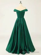 Off the Shoulder Green Long Prom Dresses, Off Shoulder Green Long Formal Prom Dresses
