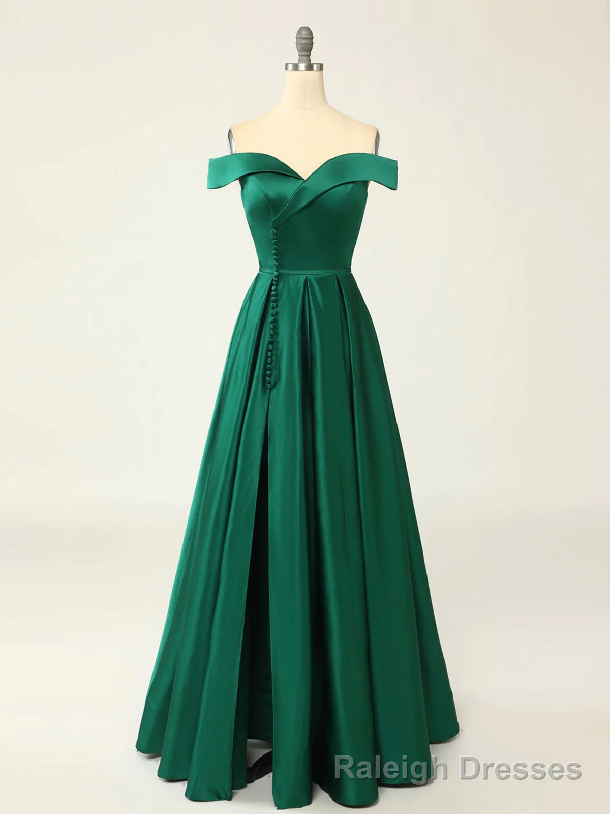 Off the Shoulder Green Long Prom Dresses, Off Shoulder Green Long Formal Prom Dresses Main image