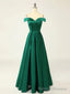 Off the Shoulder Green Long Prom Dresses, Off Shoulder Green Long Formal Evening Dresses