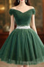 Off The Shoulder Green Tulle Short Homecoming Dress