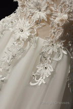 Off the Shoulder Ivory Lace Floral Long Prom Dresses, Off Shoulder Ivory Lace Floral Long Formal Prom Dresses
