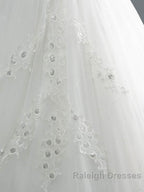 Off-the-Shoulder Lace Sequins Ball Gown Wedding Dress