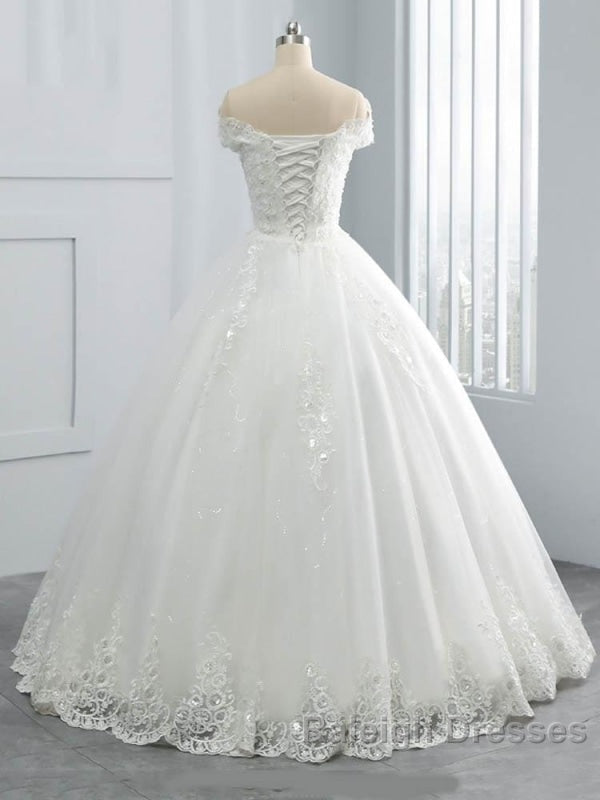 Off-the-Shoulder Lace Sequins Ball Gown Wedding Dresses Secondary image