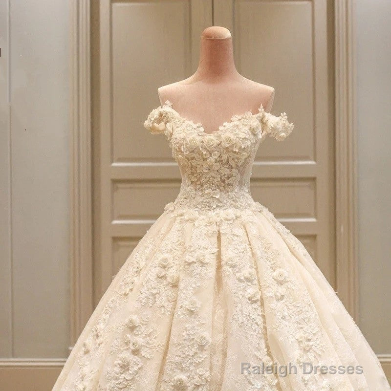 Off The Shoulder Lace Wedding Dresses Ball Gown