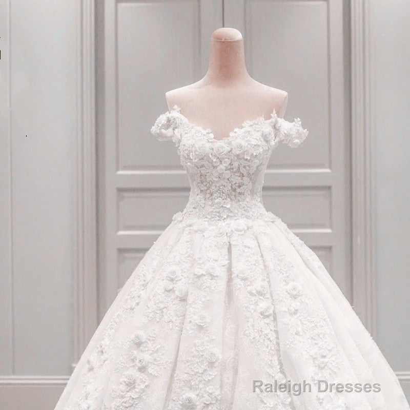 Off The Shoulder Lace Wedding Dresses Ball Gown