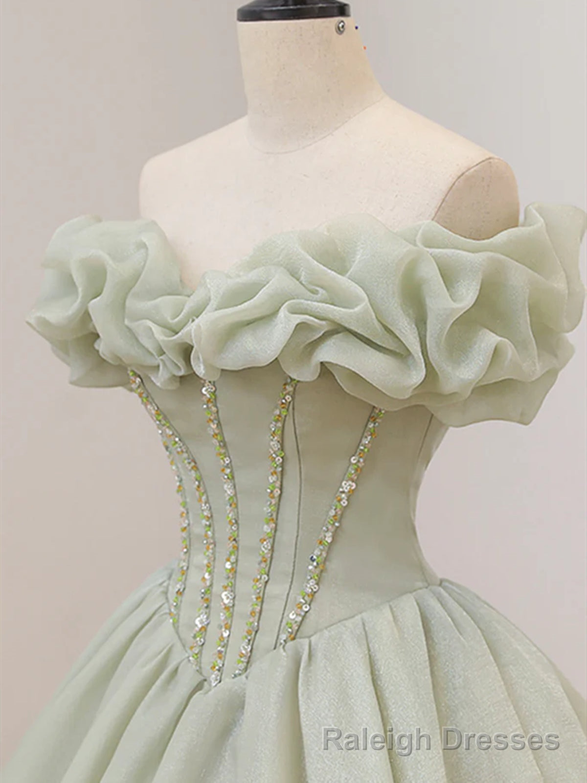 Off the Shoulder Light Sage Long Prom Dresses, Off Shoulder Long Sage Formal Evening Gowns