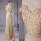 Off the Shoulder Mermaid Champagne Lace Long Prom Dresses Off Shoulder Mermaid Champagne Prom Graduation Prom Dresses Mermaid Champagne Lace Bridesmaid Dresses