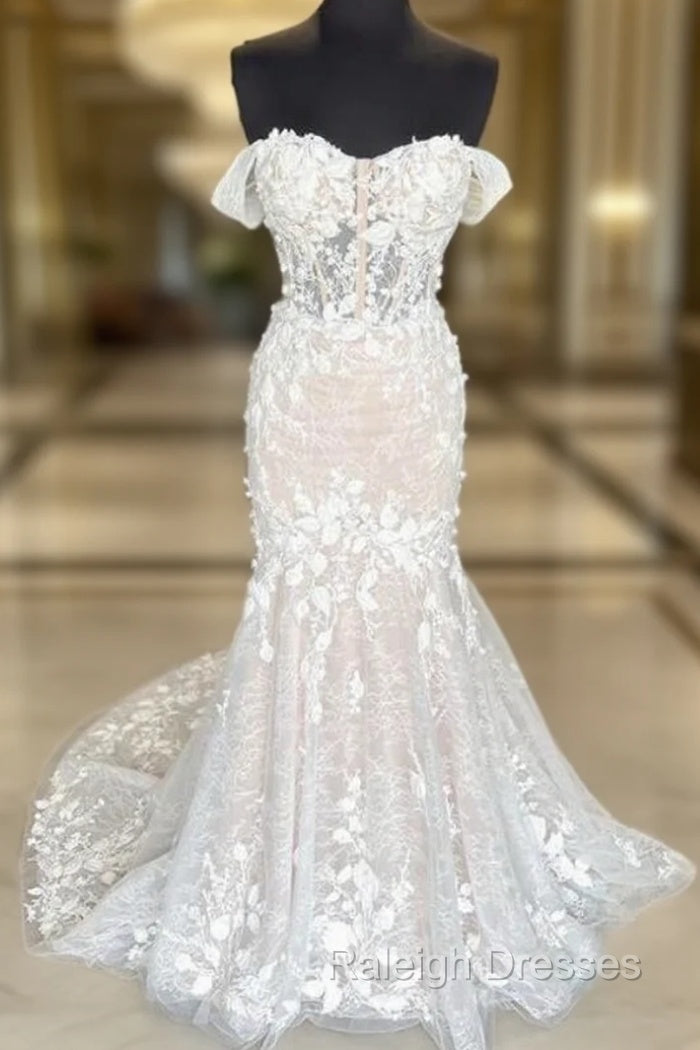 Off The Shoulder Mermaid Lace Wedding Dress