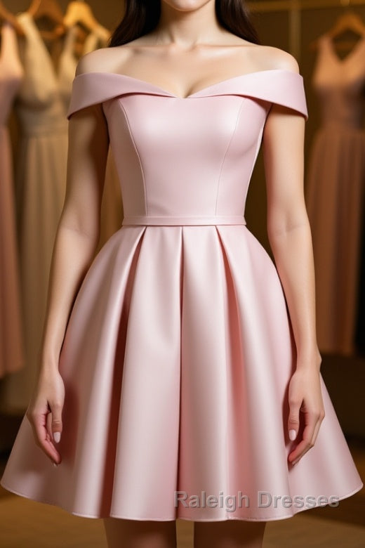 Off The Shoulder Pink Homecoming Dresses Short Prom Dresses, Off Shoulder Graduation Dresses, Formal Dresses, Evening Dresses Main image