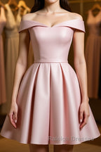 Off The Shoulder Pink Homecoming Dresses Short Prom Dresses, Off Shoulder Graduation Dresses, Formal Dresses, Evening Dresses