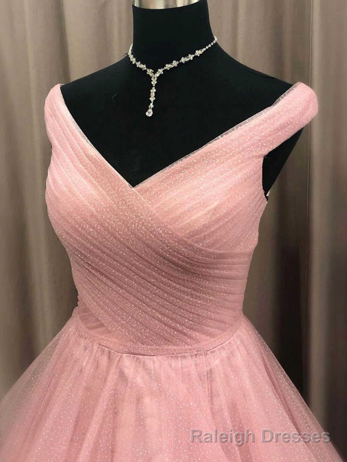 Off the Shoulder Pink Prom Gown, Pink Off Shoulder Long Formal Graduation Dresses Secondary image