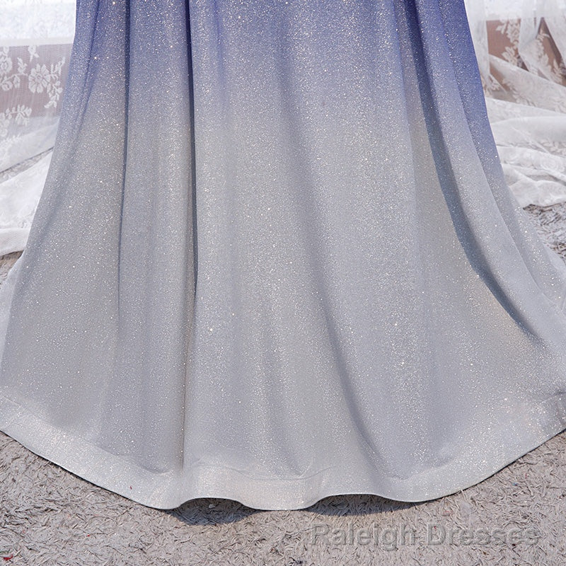 Off the Shoulder Purple Ombre Long Prom Dresses, Off Shoulder Purple Formal Dress