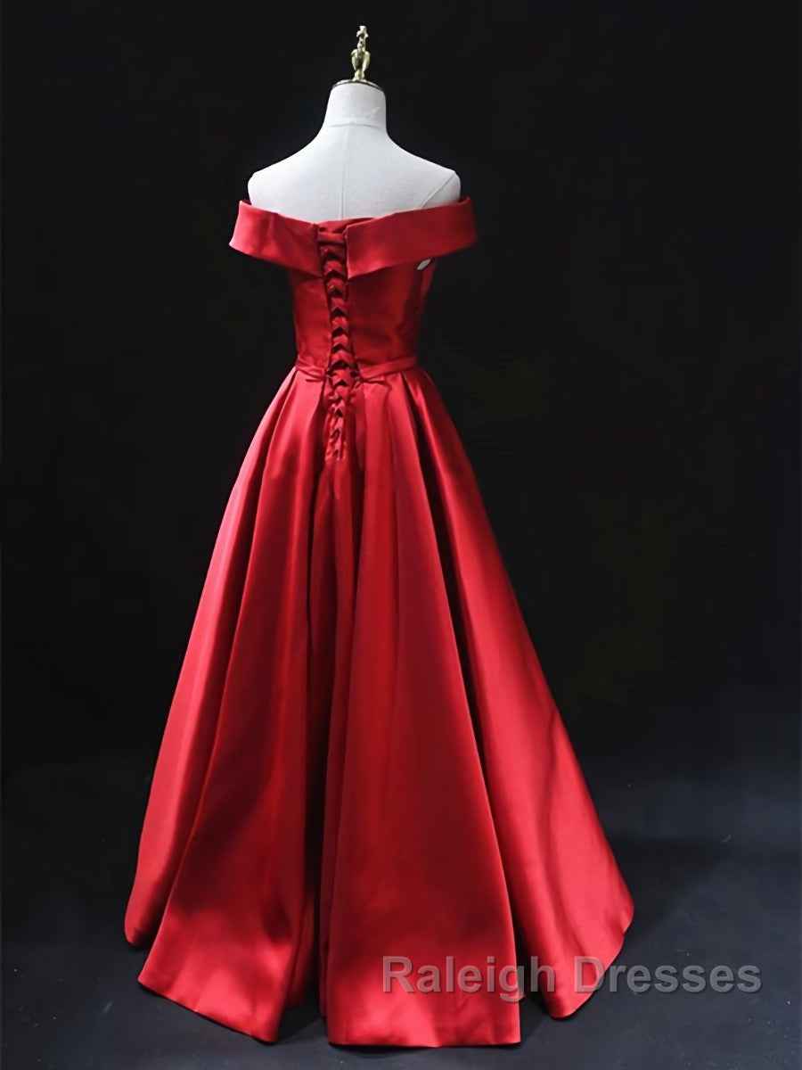 Off the Shoulder Red Long Prom Dress Red Off Shoulder Long Prom Dress