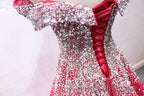 Off the Shoulder Red Long Prom Gown, Off the Shoulder Red Beaded Formal Evening Dresses