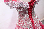 Off the Shoulder Red Long Prom Gown Off the Shoulder Red Beaded Prom Dress