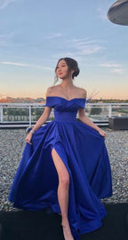 Off The Shoulder Royal Blue Prom Dresses