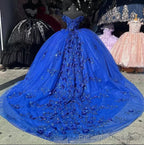 Off the Shoulder Royal Blue Quinceanera Dresses with Appliques