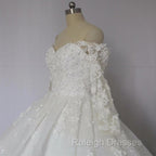 Off The Shoulder Royal Train Lace Wedding Dresses Ball Gowns