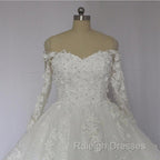 Off The Shoulder Royal Train Lace Wedding Dresses Ball Gown