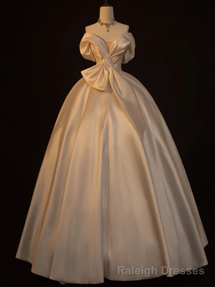 Off the Shoulder Satin Wedding Dress Main image