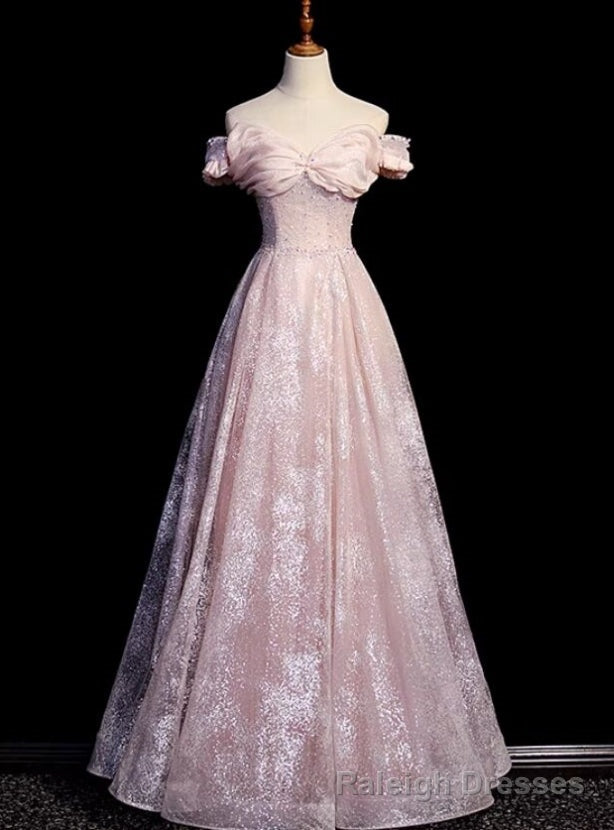 Off the Shoulder Sequins Beading Prom Dress Main image