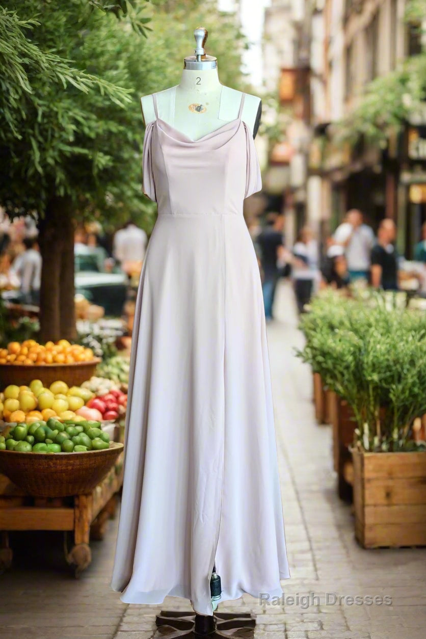 Off-the-shoulder Sheath/Column High Slit Dress with Spaghetti Straps Secondary image