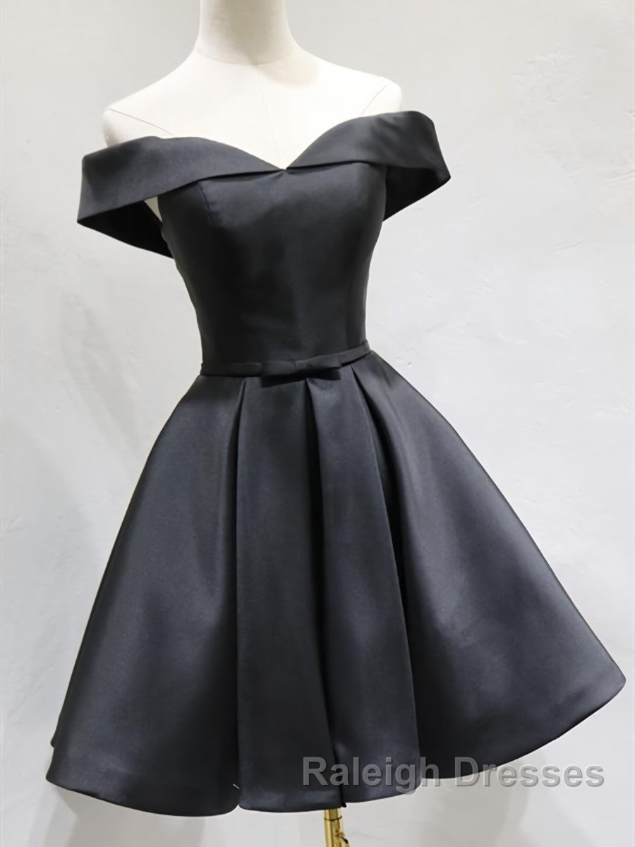 Off the Shoulder Short Black Prom Dress Little Black Prom Graduation H