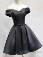 Off the Shoulder Short Black Prom Dress Little Black Prom Graduation Homecoming Dress