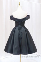 Off the Shoulder Short Black Prom Dress Off Shoulder Short Black Prom Graduation Dress
