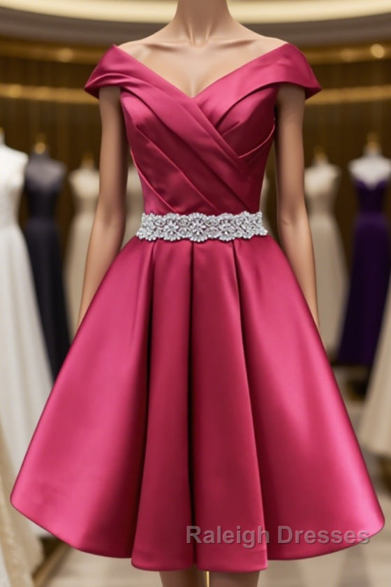 Off the Shoulder Short Burgundy Prom Dresses, Short Wine Red Formal Graduation Homecoming Dresses Main image