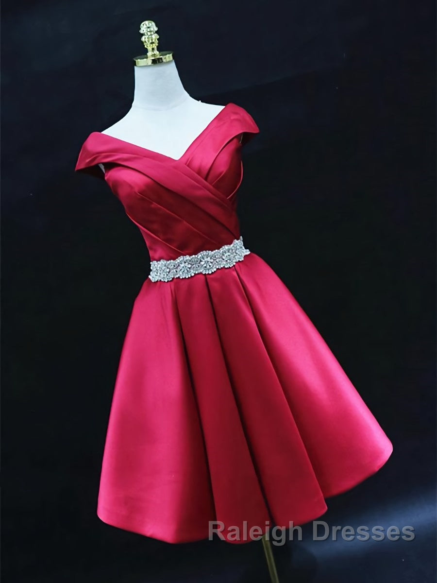 Off the Shoulder Short Burgundy Prom Dress Short Wine Red Prom Graduation Homecoming Dress Secondary image